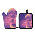Purple Sky And Full Moon Print Oven Mitt And Pot Holder Set