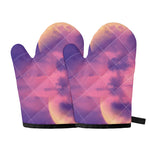 Purple Sky And Full Moon Print Oven Mitts