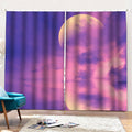 Purple Sky And Full Moon Print Pencil Pleat Curtains