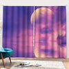 Purple Sky And Full Moon Print Pencil Pleat Curtains