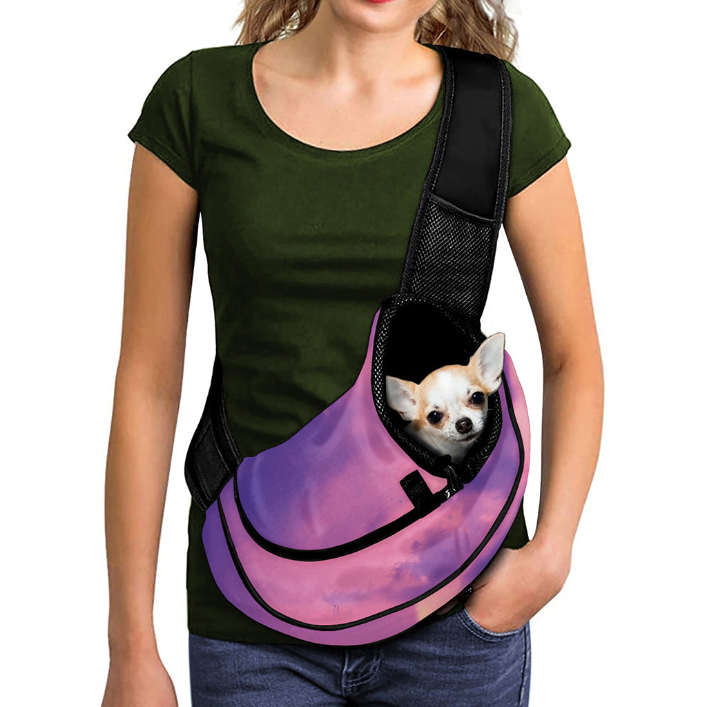 Purple Sky And Full Moon Print Pet Sling Carrier