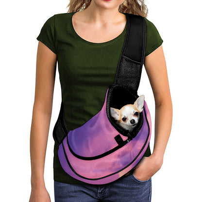 Purple Sky And Full Moon Print Pet Sling Carrier