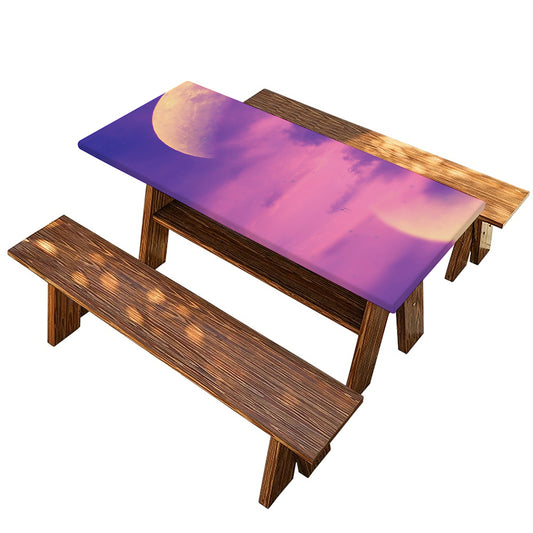 Purple Sky And Full Moon Print Picnic Table Cover