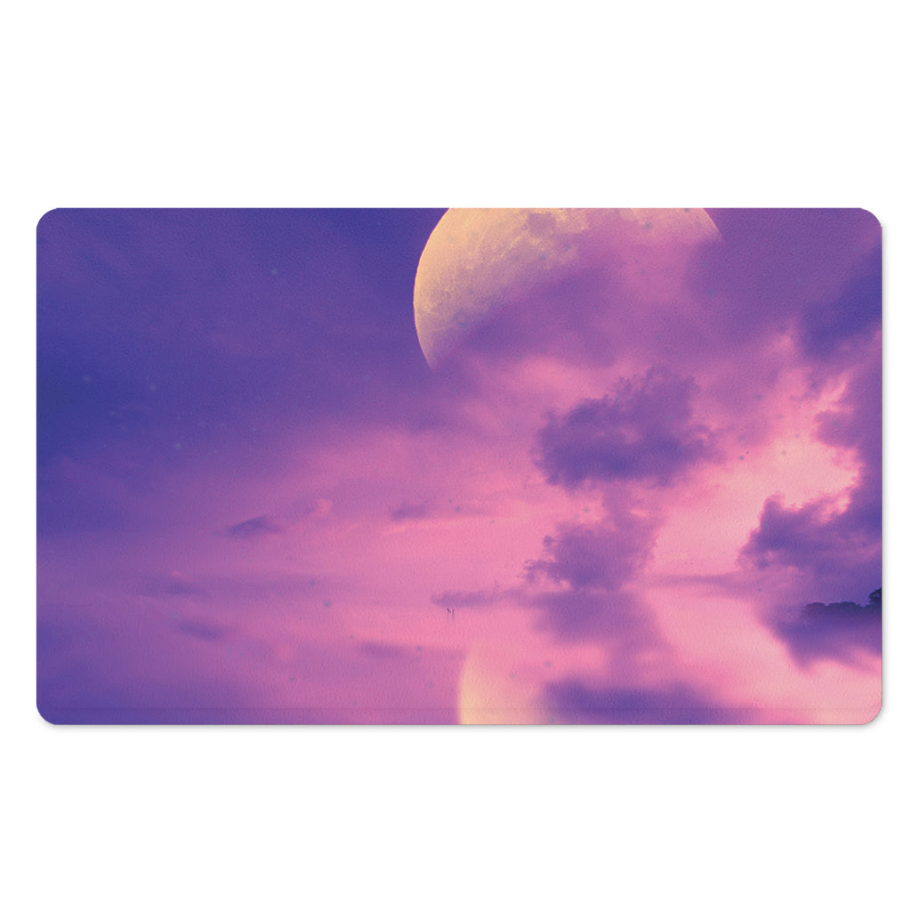 Purple Sky And Full Moon Print Polyester Doormat