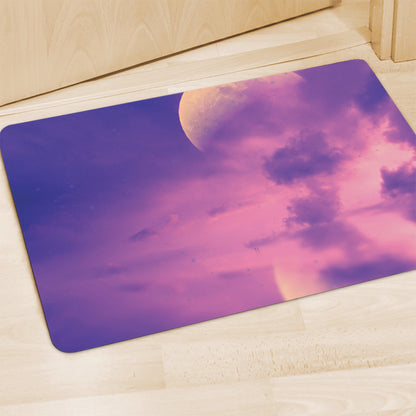 Purple Sky And Full Moon Print Polyester Doormat