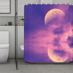 Purple Sky And Full Moon Print Polyester Shower Curtain