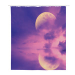 Purple Sky And Full Moon Print Polyester Shower Curtain