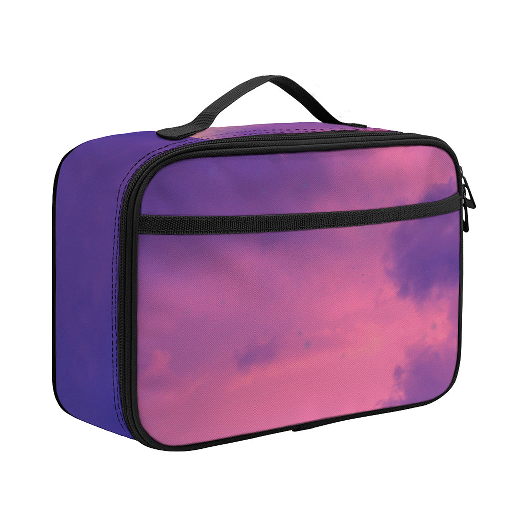 Purple Sky And Full Moon Print Portable Lunch Bag