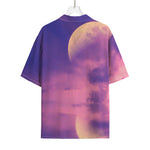 Purple Sky And Full Moon Print Rayon Hawaiian Shirt