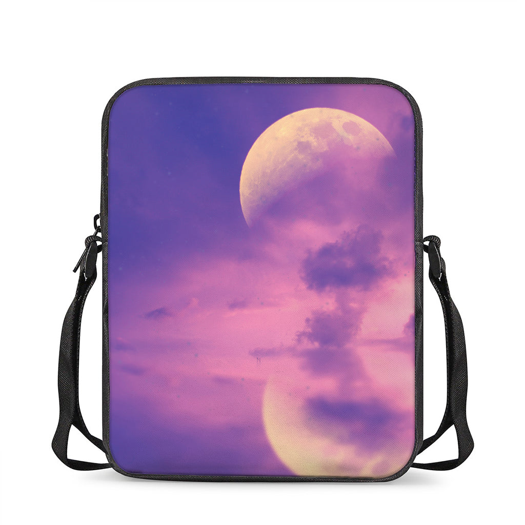 Purple Sky And Full Moon Print Rectangular Crossbody Bag