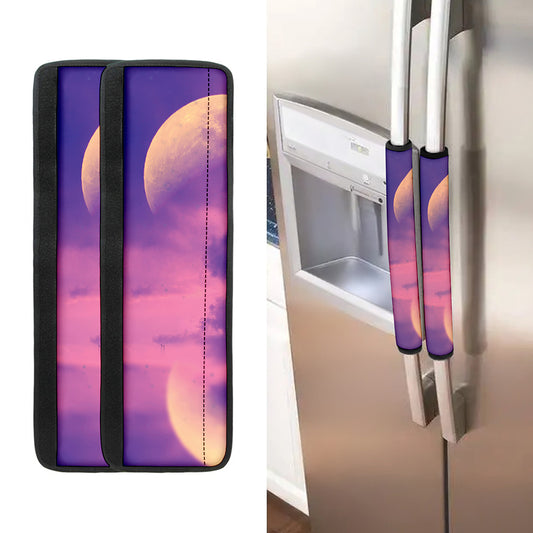 Purple Sky And Full Moon Print Refrigerator Handle Covers