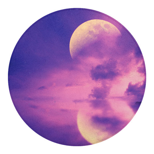 Purple Sky And Full Moon Print Round Blanket