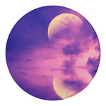 Purple Sky And Full Moon Print Round Blanket