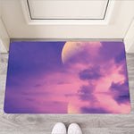 Purple Sky And Full Moon Print Rubber Doormat