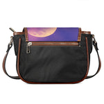 Purple Sky And Full Moon Print Saddle Bag