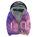 Purple Sky And Full Moon Print Sherpa Lined Zip Up Hoodie