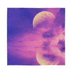Purple Sky And Full Moon Print Silk Bandana