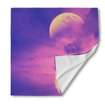 Purple Sky And Full Moon Print Silk Bandana