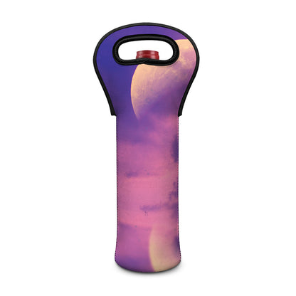 Purple Sky And Full Moon Print Single Neoprene Wine Tote