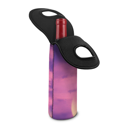 Purple Sky And Full Moon Print Single Neoprene Wine Tote