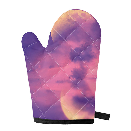 Purple Sky And Full Moon Print Single Oven Mitt