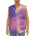 Purple Sky And Full Moon Print Sleeveless Baseball Jersey