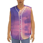 Purple Sky And Full Moon Print Sleeveless Baseball Jersey