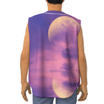 Purple Sky And Full Moon Print Sleeveless Baseball Jersey