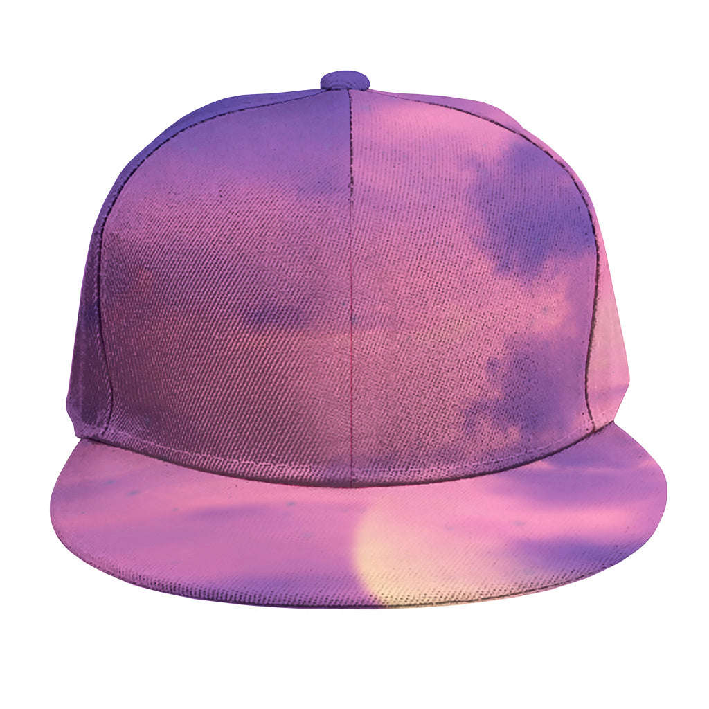 Purple Sky And Full Moon Print Snapback Cap
