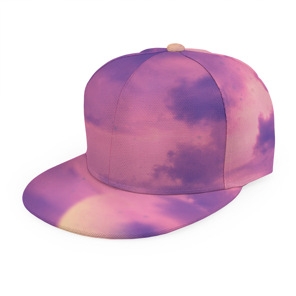 Purple Sky And Full Moon Print Snapback Cap
