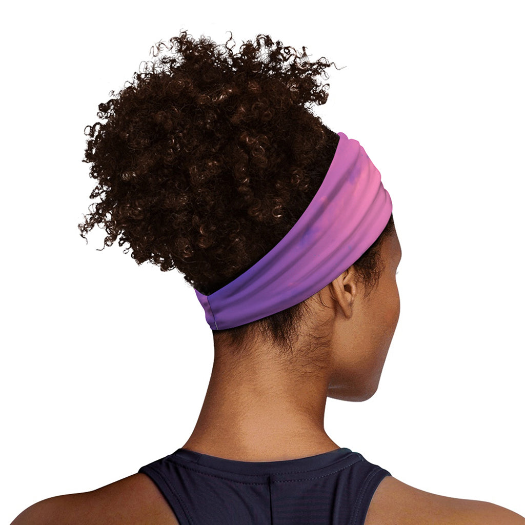 Purple Sky And Full Moon Print Sports Headband