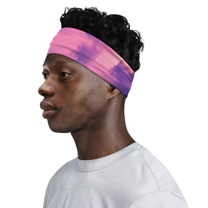 Purple Sky And Full Moon Print Sports Headband