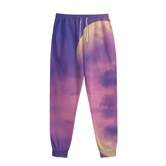 Purple Sky And Full Moon Print Sweatpants