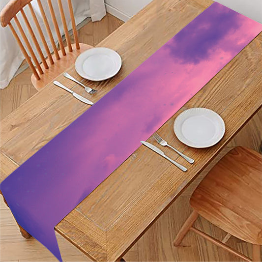 Purple Sky And Full Moon Print Table Runner