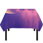 Purple Sky And Full Moon Print Tablecloth