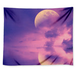 Purple Sky And Full Moon Print Tapestry