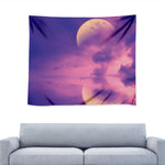 Purple Sky And Full Moon Print Tapestry