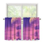 Purple Sky And Full Moon Print Tier Curtains