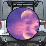 Purple Sky And Full Moon Print Tire Cover