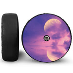 Purple Sky And Full Moon Print Tire Cover With Camera Hole