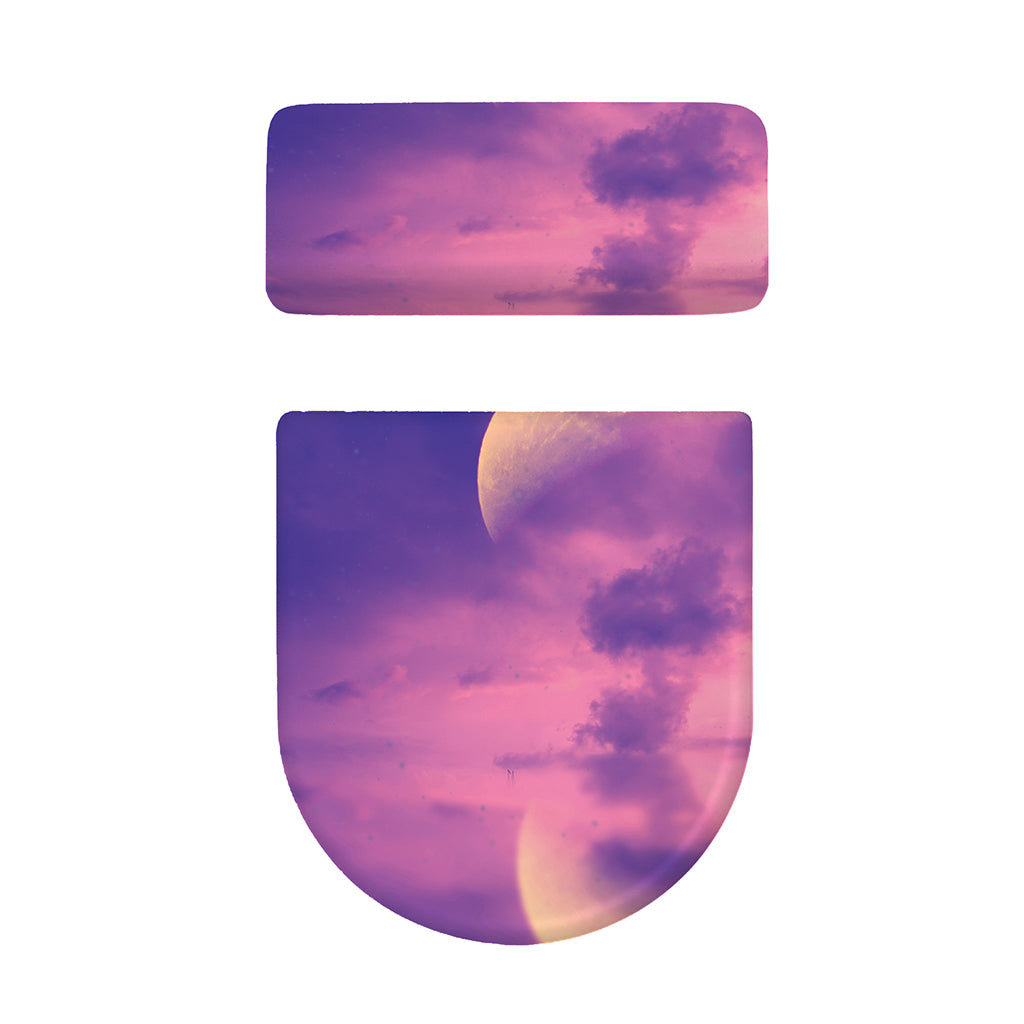 Purple Sky And Full Moon Print Toilet Lid And Tank Cover Set