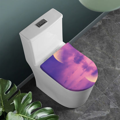 Purple Sky And Full Moon Print Toilet Lid Cover