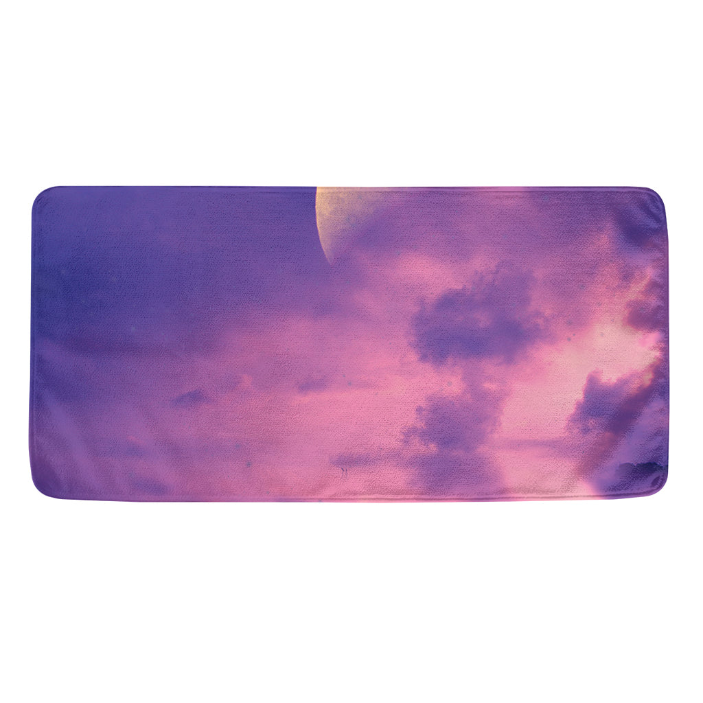 Purple Sky And Full Moon Print Towel
