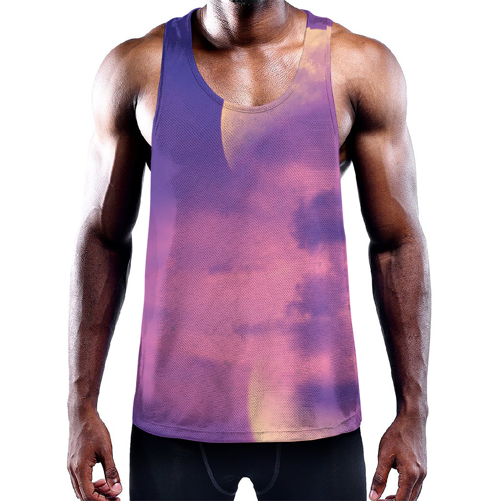 Purple Sky And Full Moon Print Training Tank Top