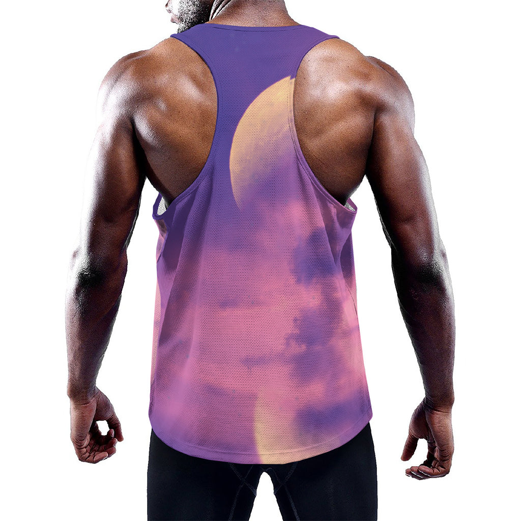 Purple Sky And Full Moon Print Training Tank Top