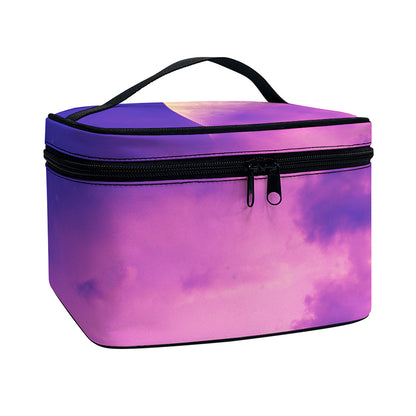 Purple Sky And Full Moon Print Travel Makeup Bag