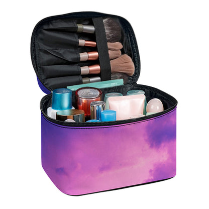 Purple Sky And Full Moon Print Travel Makeup Bag