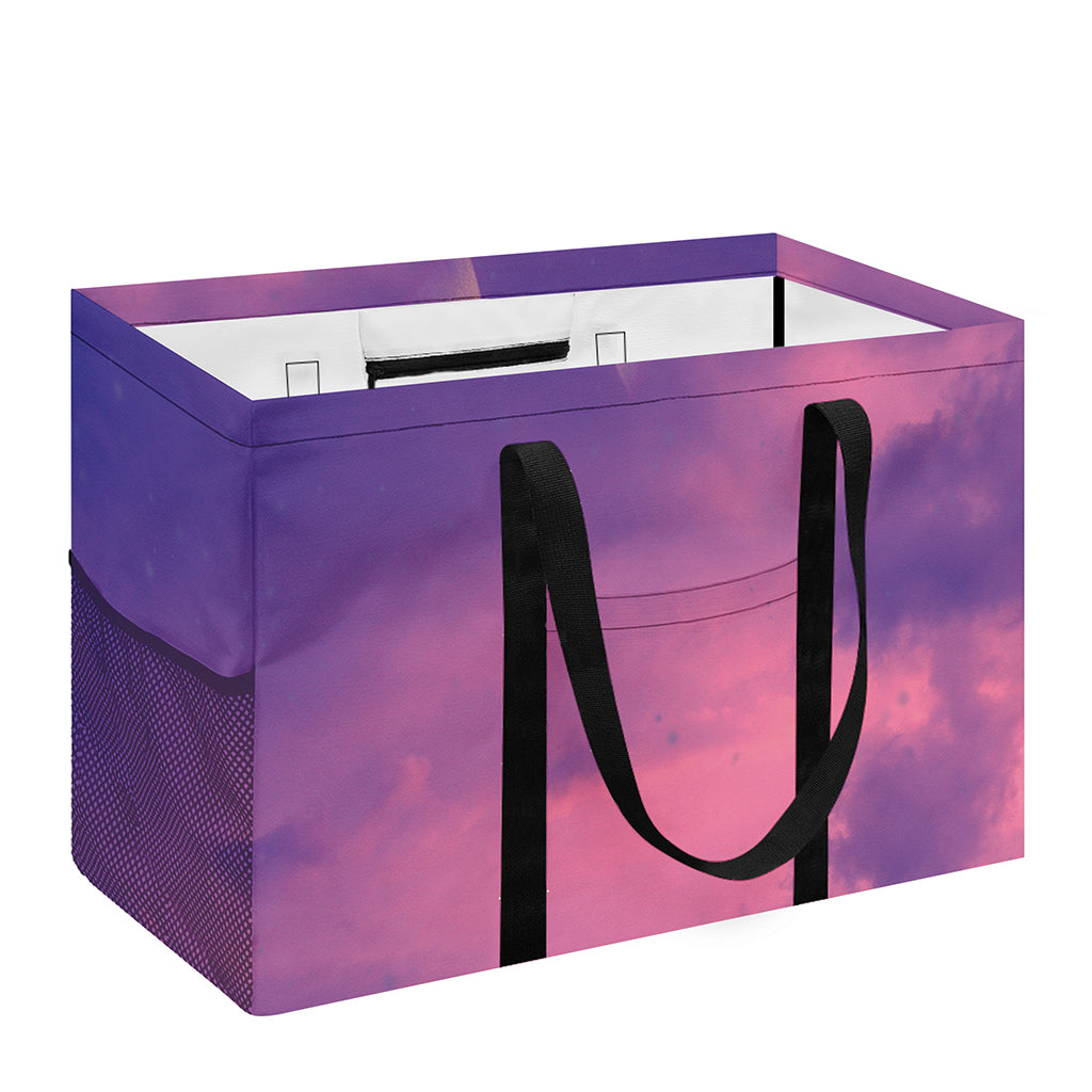 Purple Sky And Full Moon Print Utility Tote Bag