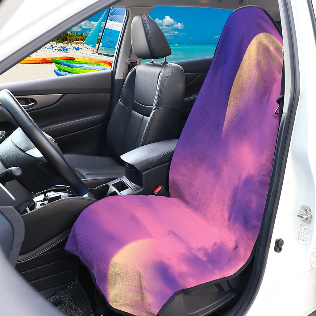Purple Sky And Full Moon Print Waterproof Car Seat Cover