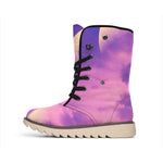 Purple Sky And Full Moon Print Winter Boots